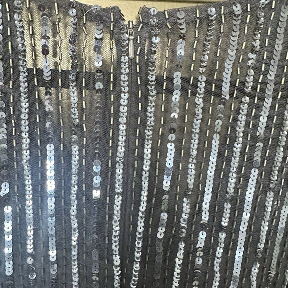 Mac Duggal 14007 Sequined Short-Sleeve Midi Evening Dress Size 18 Midnight - Picture 7 of 10